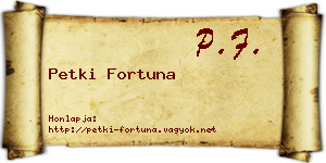 Petki Fortuna névjegykártya